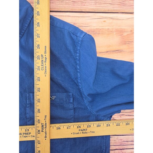 Vineyard Vines Slim Fit Tucker Blue Silk Blend Shirt Medium - Picture 7 of 7